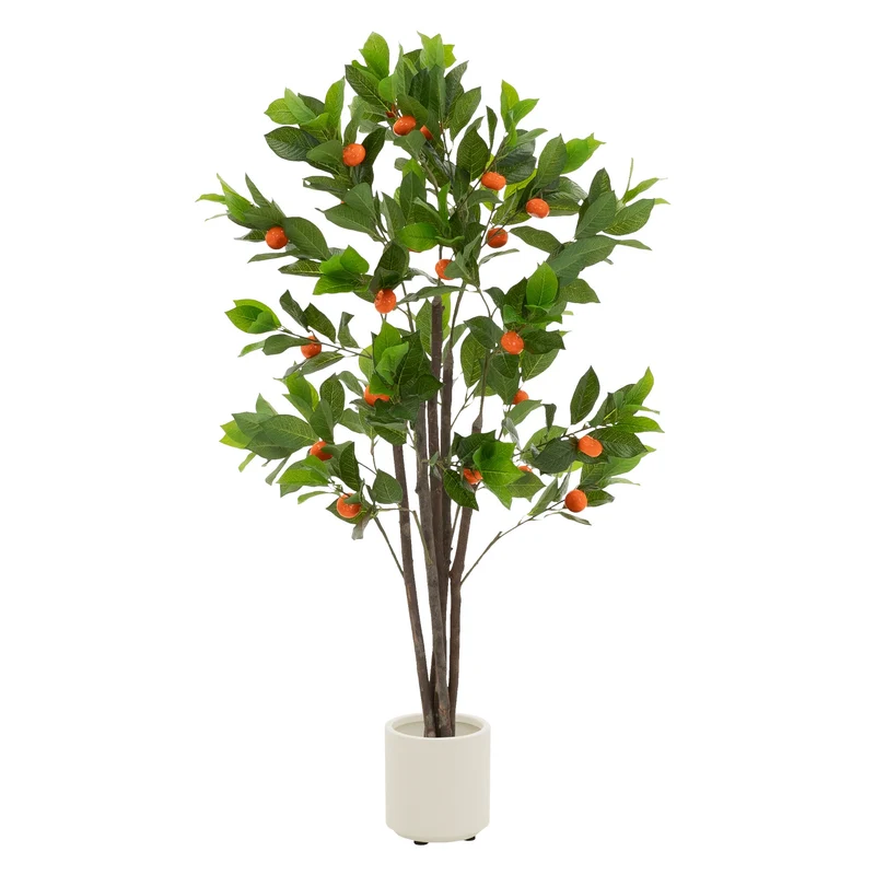 Künstlicher Orangenbaum 130 cm Kunstpflanze im Topf mit Früchten ML-Design