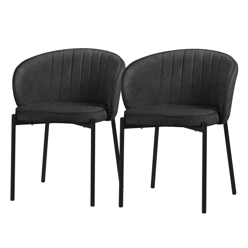 2er Set Esszimmerstühle mit Rücken- & Armlehne Anthrazit mit Metallbeinen bis 120 kg ML-Design