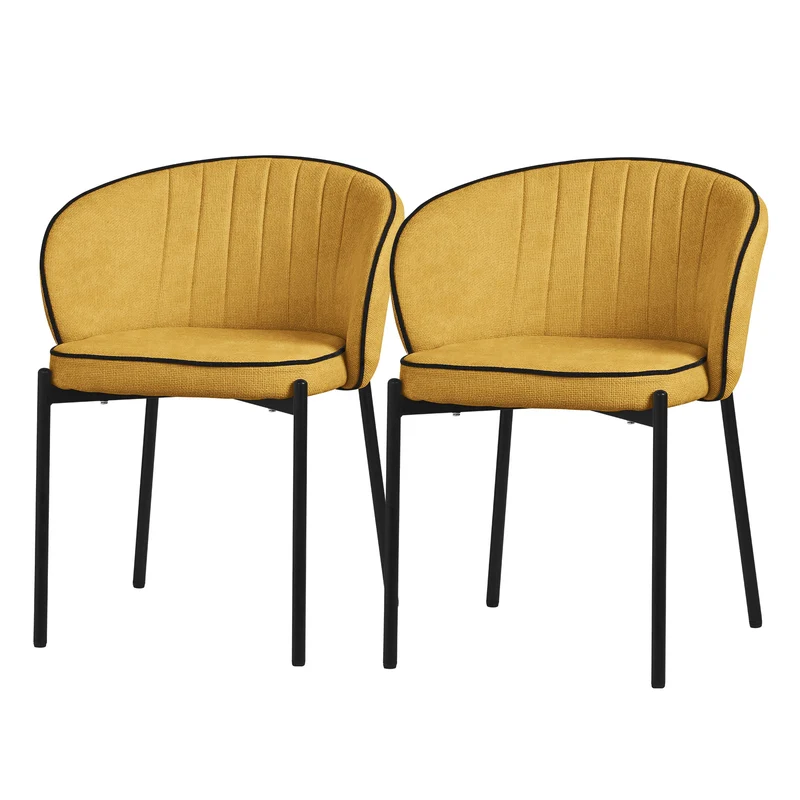 2er Set Esszimmerstühle mit Rücken- & Armlehne Senf mit Metallbeinen bis 120 kg ML-Design