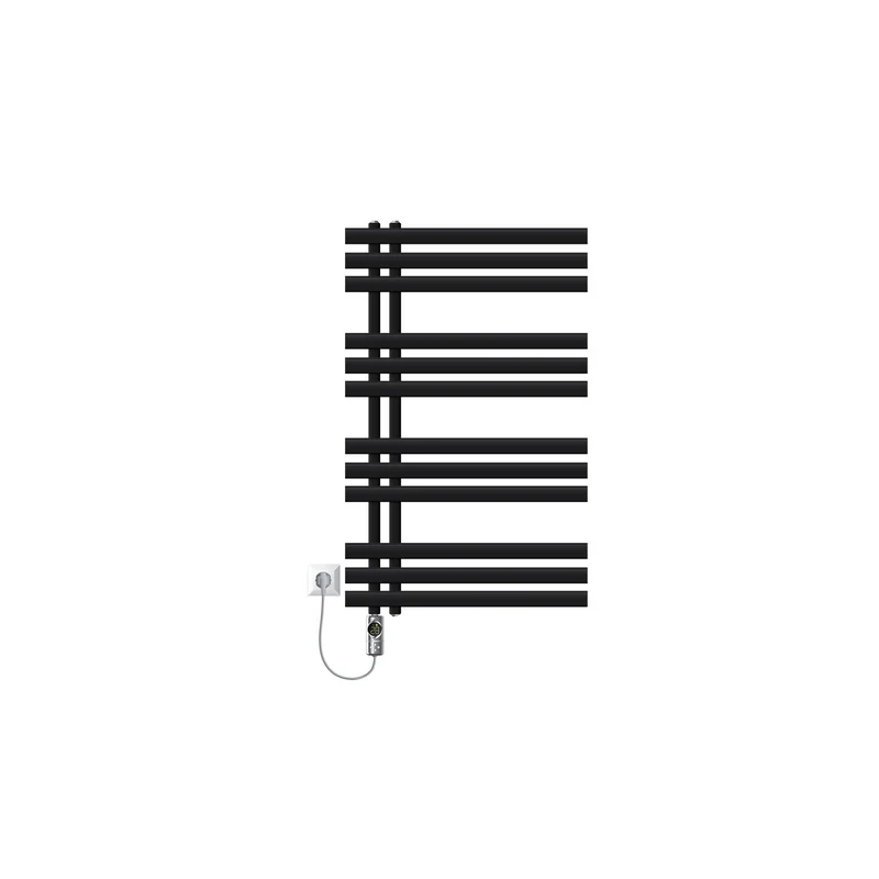 Badheizkörper Mittelanschluss 600x1000 mm Schwarz matt mit Heizstab 600W LuxeBath