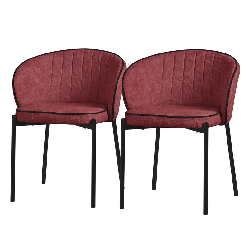 2er Set Esszimmerstühle mit Rücken- & Armlehne Rot mit Metallbeinen bis 120 kg ML-Design