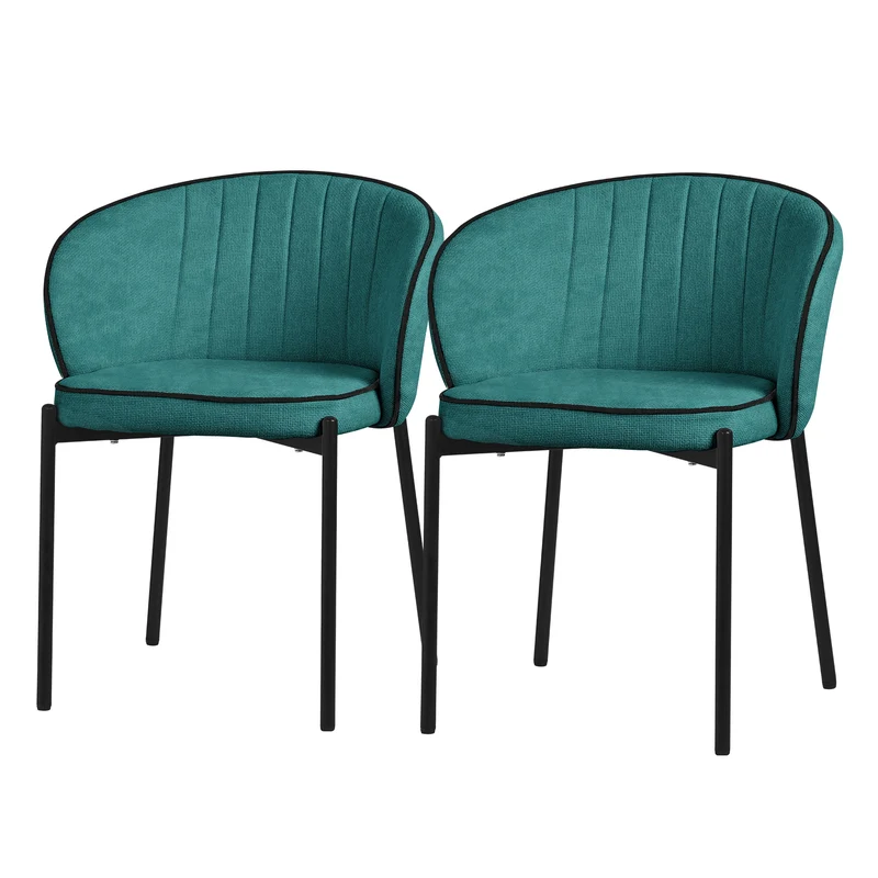 2er Set Esszimmerstühle mit Rücken- & Armlehne Petrol mit Metallbeinen bis 120 kg ML-Design