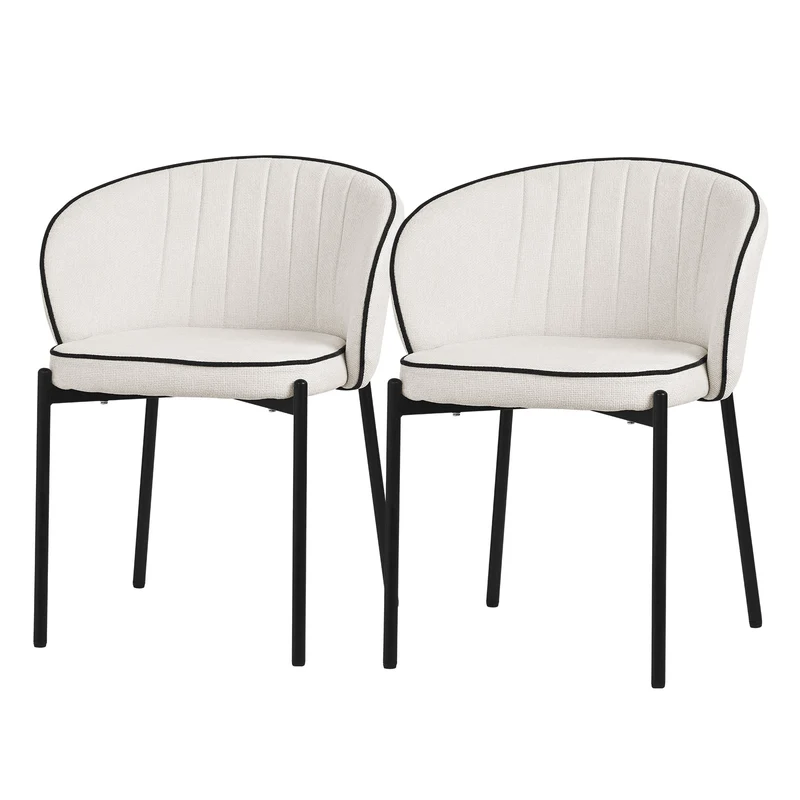 2er Set Esszimmerstühle mit Rücken- & Armlehne Beige mit Metallbeinen bis 120 kg ML-Design