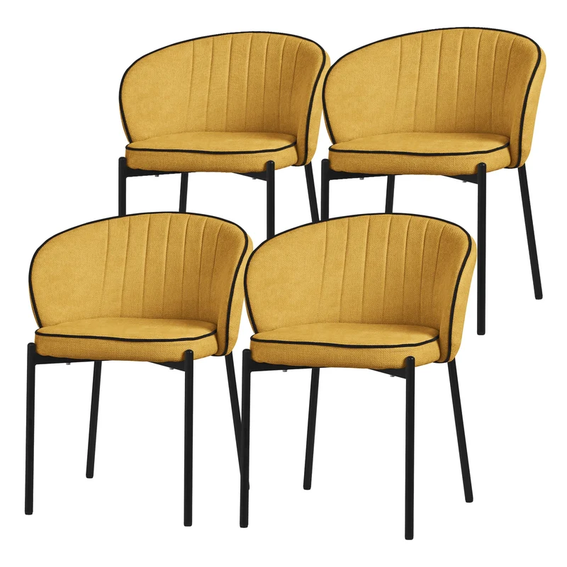 4er Set Esszimmerstühle mit Rücken- & Armlehne Senf mit Metallbeinen bis 120 kg ML-Design