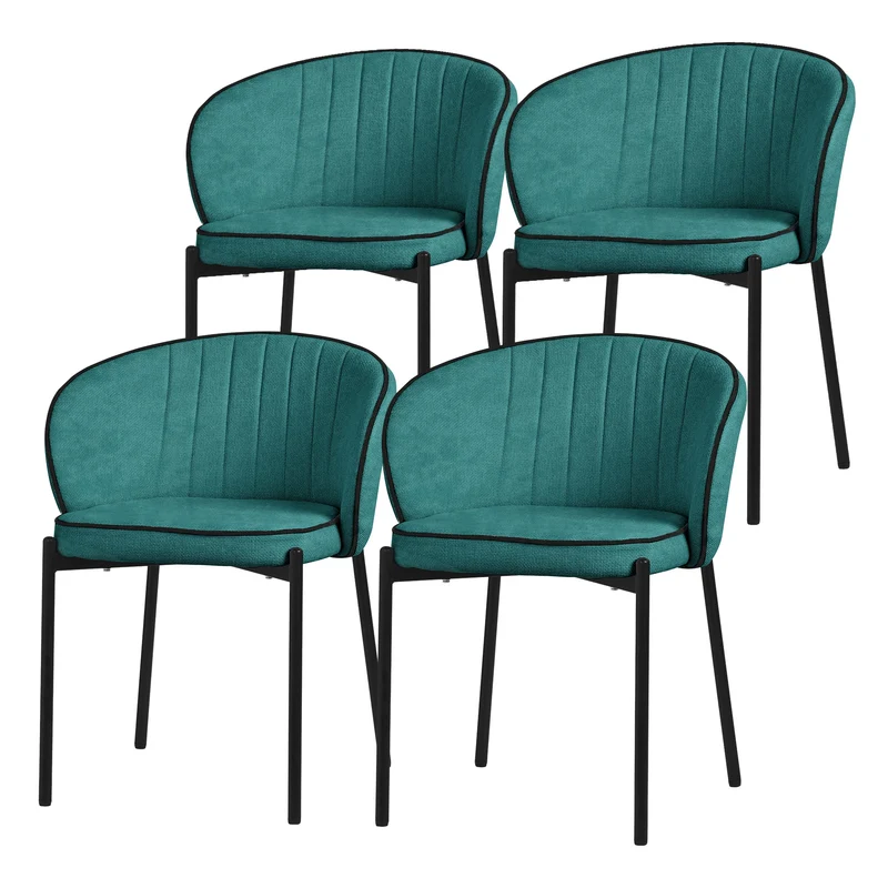 4er Set Esszimmerstühle mit Rücken- & Armlehne Petrol mit Metallbeinen bis 120 kg ML-Design