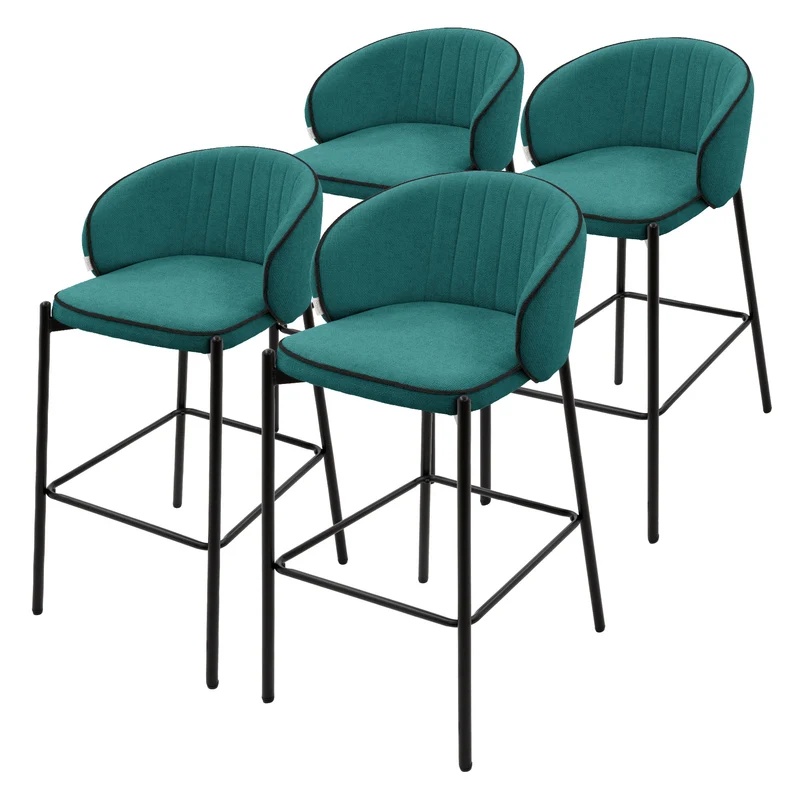 Barhocker 4er Set Petrol 50x101x54 cm mit Rückenlehne und Fußstütze bis 120 kg ML-Design
