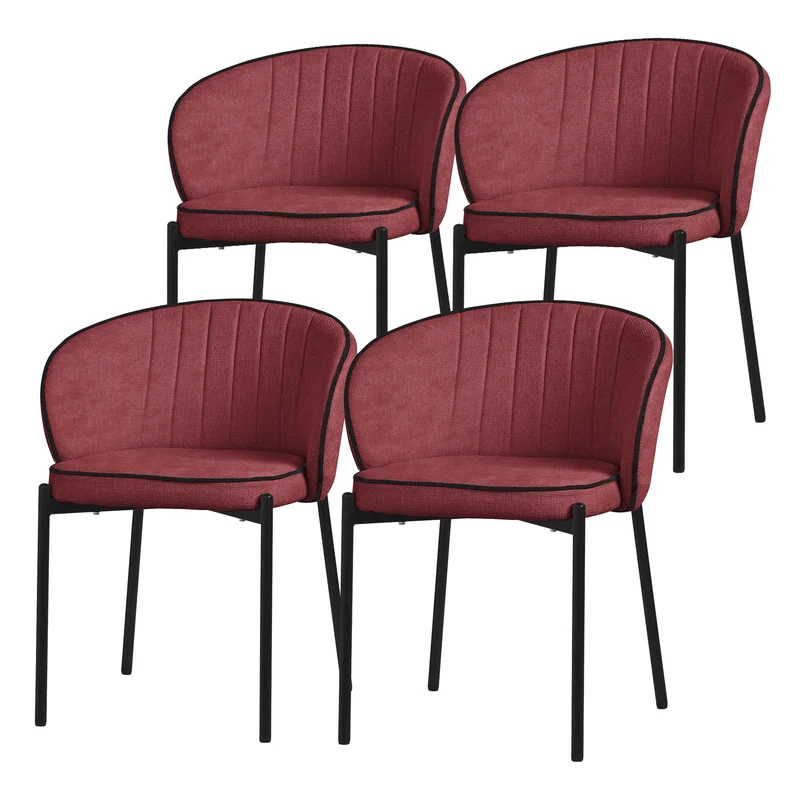 4er Set Esszimmerstühle mit Rücken- & Armlehne Rot mit Metallbeinen bis 120 kg ML-Design