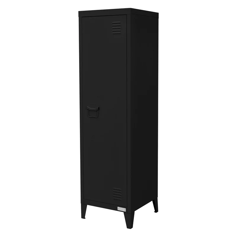 B-Ware Aktenschrank Spindschrank 1-türig 38x38x137,5 cm Schwarz aus Stahl ML-Design