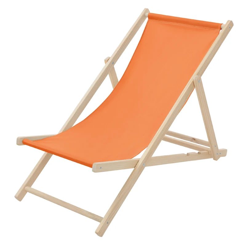 B-Ware Gartenstuhl Strandliege Liegestuhl Sonnenliege Orange aus Holz klappbar