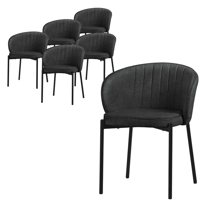 6er Set Esszimmerstühle mit Rücken- & Armlehne Anthrazit mit Metallbeinen bis 120 kg ML-Design