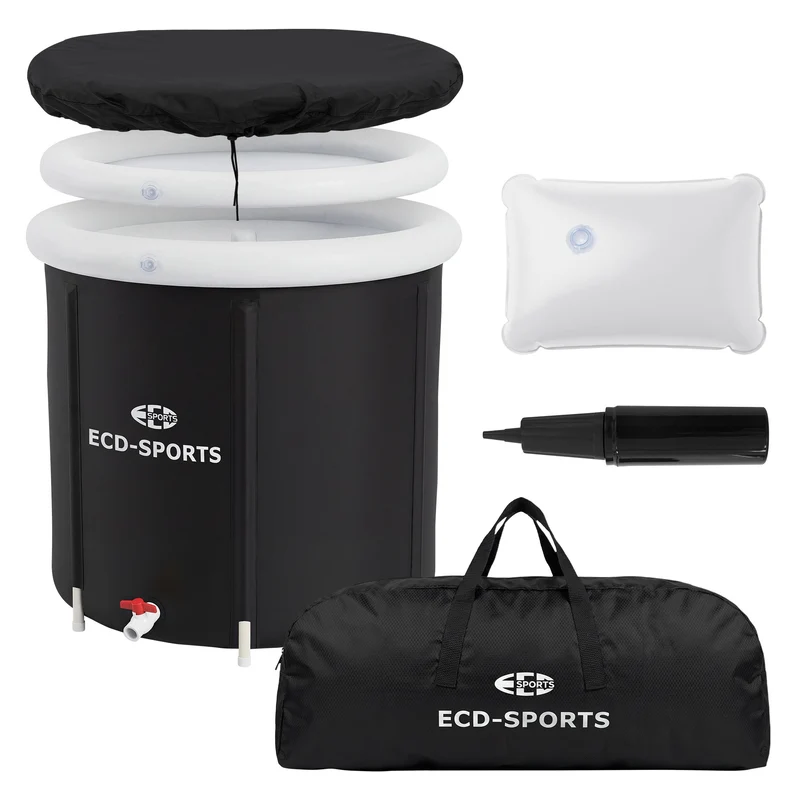 Eisbad Ø80 cm, Eistonne mit Isolierung, Komplettset, 350L Eisfass Tonne für Eisbaden, Kältetherapie & Regeneration, Faltbare