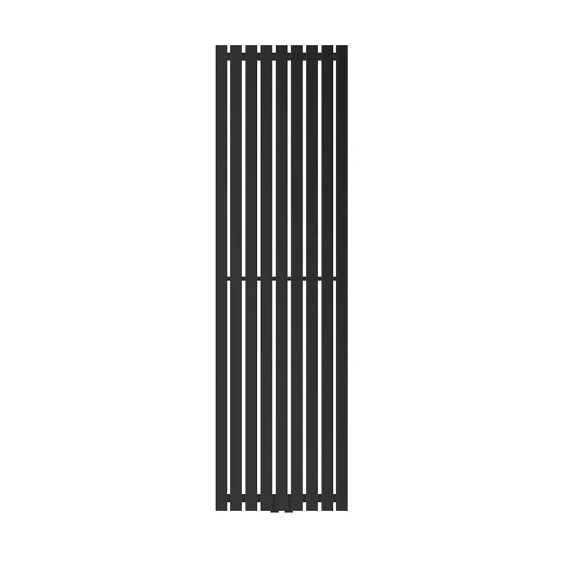 Badheizkörper Mittelanschluss 480x1600 mm Schwarz mit Boden Thermostatventil LuxeBath