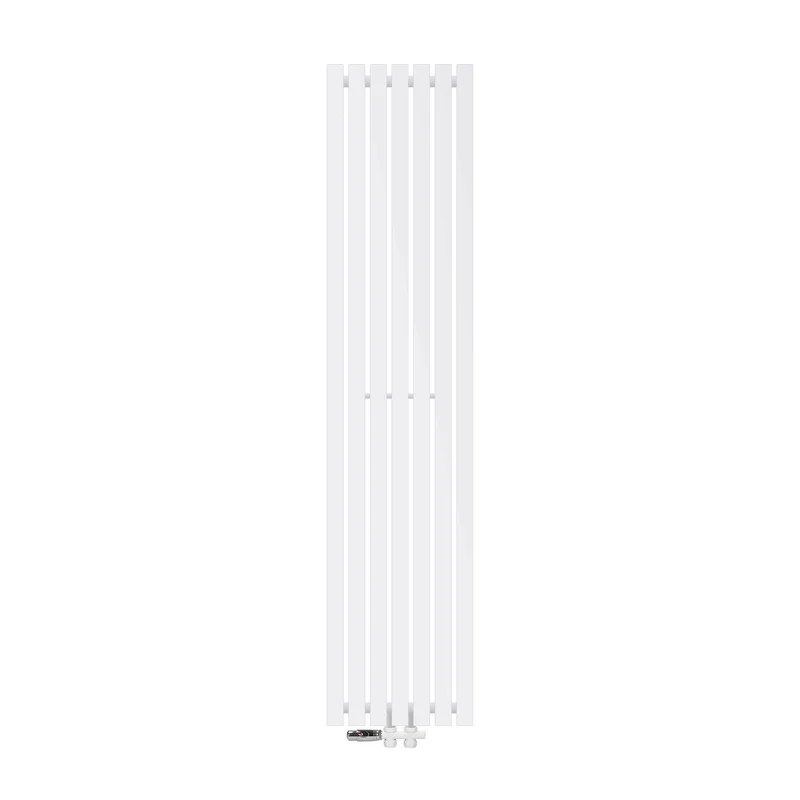 Badheizkörper Mittelanschluss 370x1600 mm Weiß mit Boden Thermostatventil LuxeBath