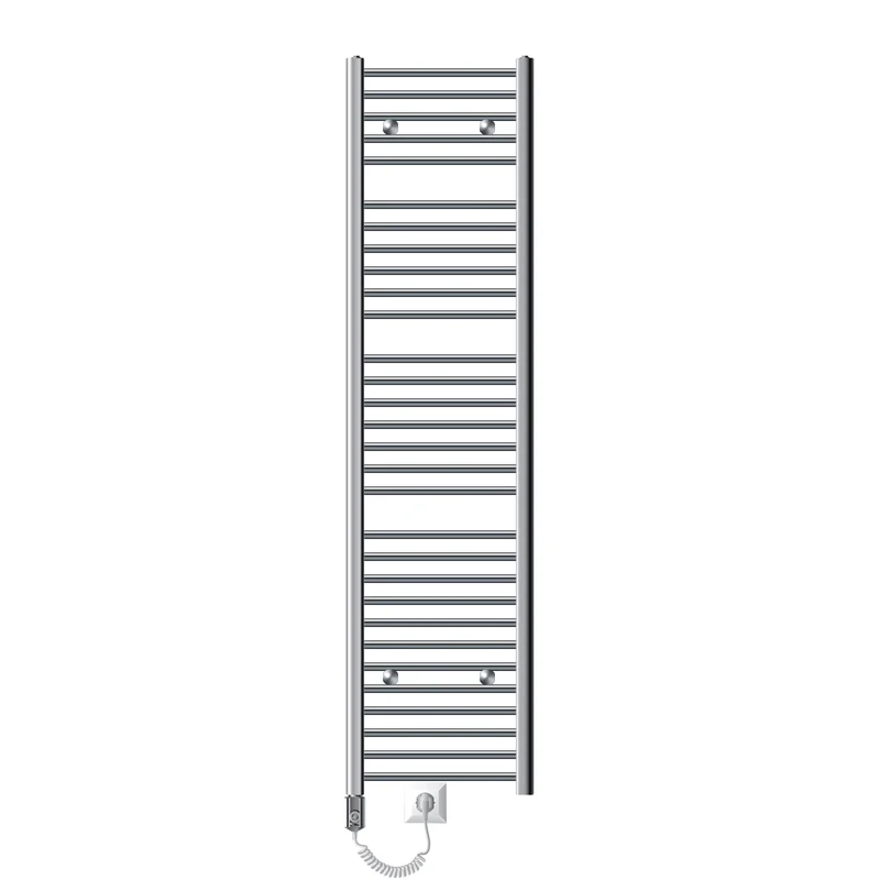 Elektrischer Badheizkörper mit Heizstab 1200W 400x1800 mm Chrome gebogen Seitenanschluss & Thermostat LuxeBath