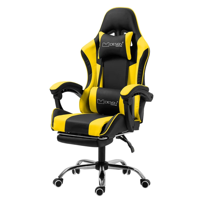 B-Ware Massage Gaming Stuhl Schwarz/Gelb aus PU-Leder ML-Design