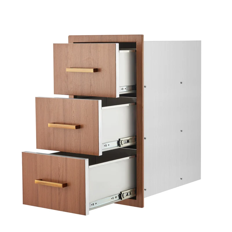 Garvee Outdoor-Küchenschrank, 41 × 72 × 52 cm, für Grillinsel und Außenküche, Braun