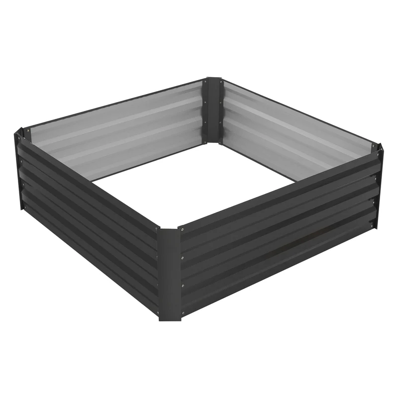 4er Set Hochbeet 90x90x30 cm Anthrazit aus Metall ML-Design