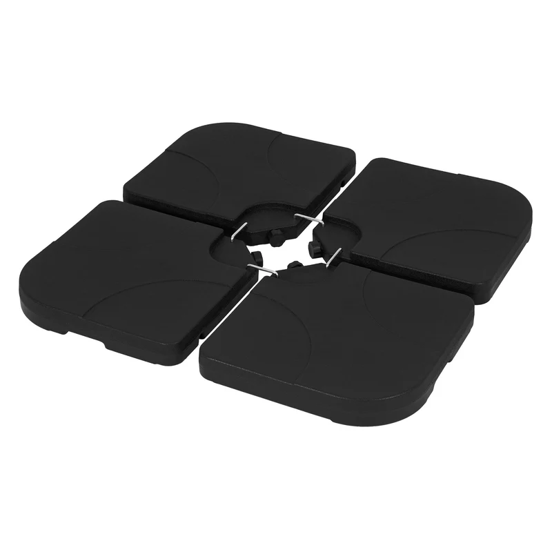 Sonnenschirmständer 4-teilig, Schwarz Schirmgewicht, Gewichtsplatten für Ampelschirmständer befüllbar mit 60 Liter Wasser/80kg Sand ML-Design