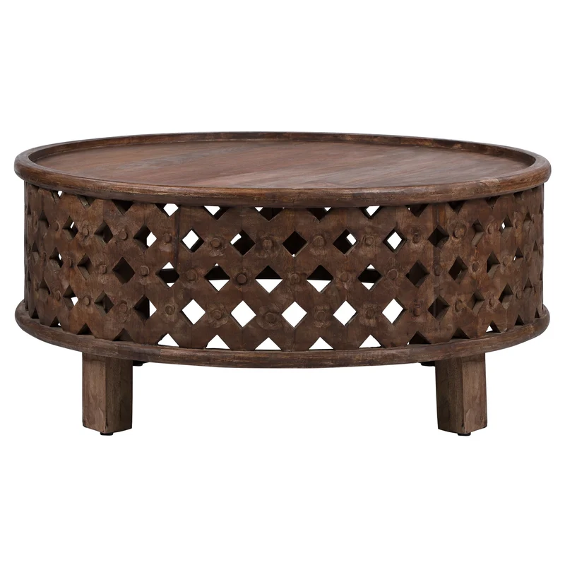 Couchtisch Ø 100x45 cm Braun aus Mangoholz WOMO-Design
