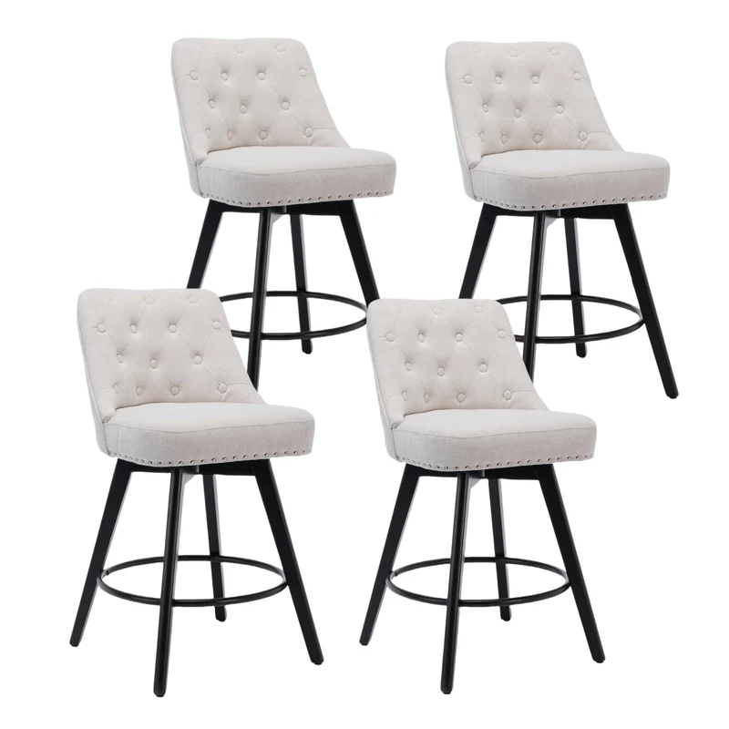 Garvee Barhocker-Set, 4er-Set, für Küche und Hausbar, Beige Leinen