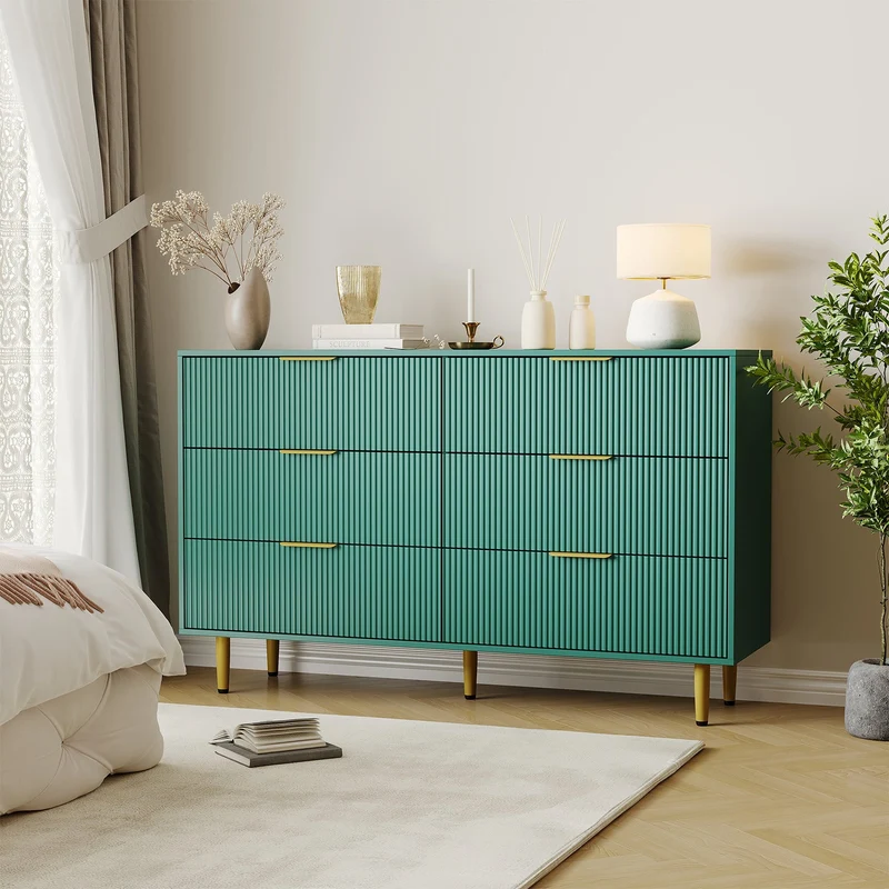 Garvee Schubladen-Organizer mit 6 Schubladen, 142 × 45 × 86 cm, für Büro und Schlafzimmer, Grün