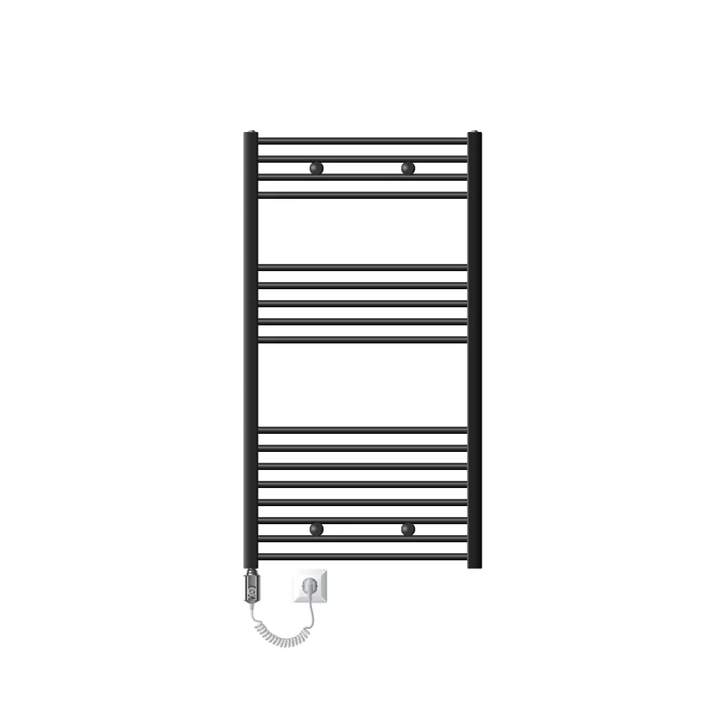 Elektrischer Badheizkörper mit Heizstab 1200W 750x1200 mm Anthrazit gerade mit Seitenanschluss LuxeBath