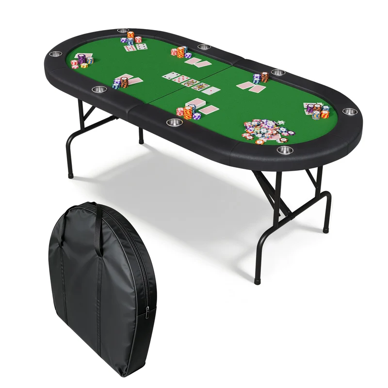 Garvee Ovaler Texas Hold'em Tisch mit professioneller Oberfläche für Heimspiel-Events, 182 cm, grün