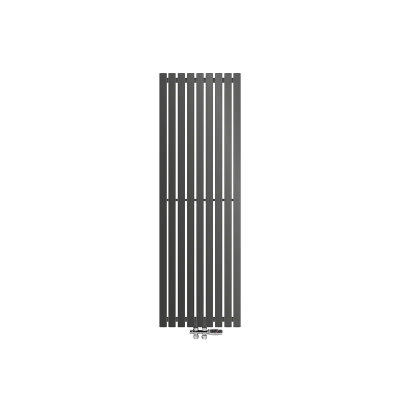 Badheizkörper Stella 480x1400 mm anthrazit mit Boden Anschlussgarnitur