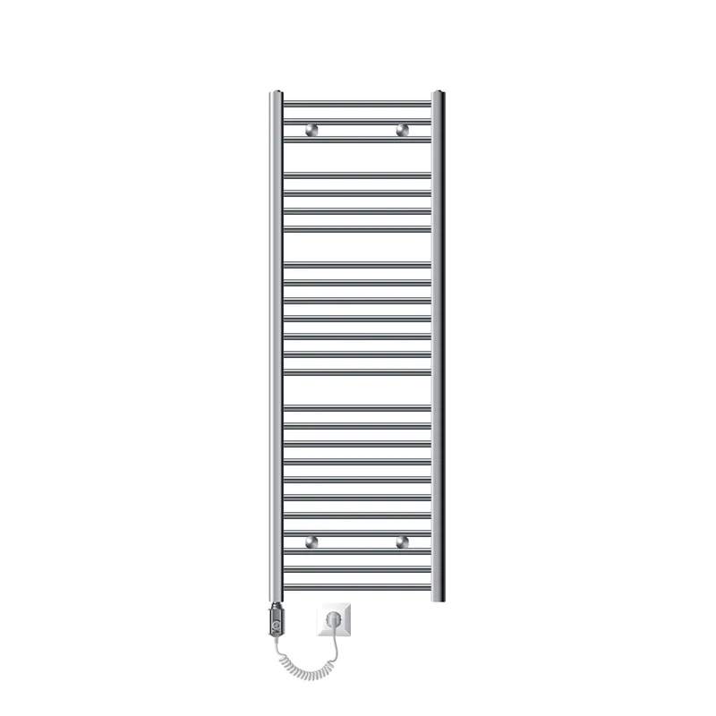 Badheizkörper Elektrisch mit Heizstab 900W 500x1500 mm Chrome gebogen mit Seitenanschluss LuxeBath