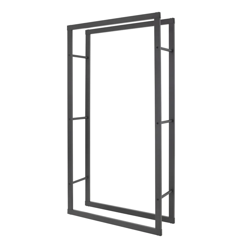 Kaminholzregal 80x150x25 cm Grau aus Metall ML-Design