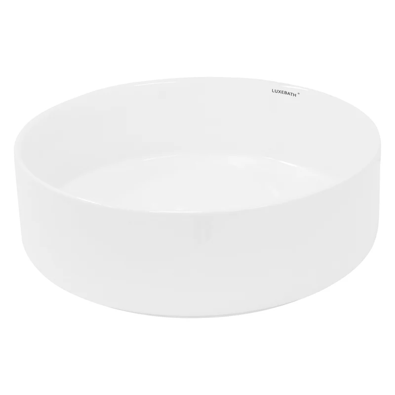 Waschbecken Rund ohne Überlauf Ø 35,5x12 cm Weiß aus Keramik LuxeBath