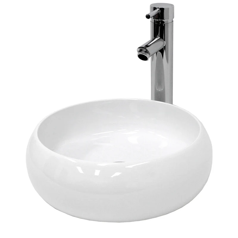 Waschbecken inkl. Ablaufgarnitur Weiß ohne Überlauf Ø 35x12 cm Weiß aus Keramik LuxeBath