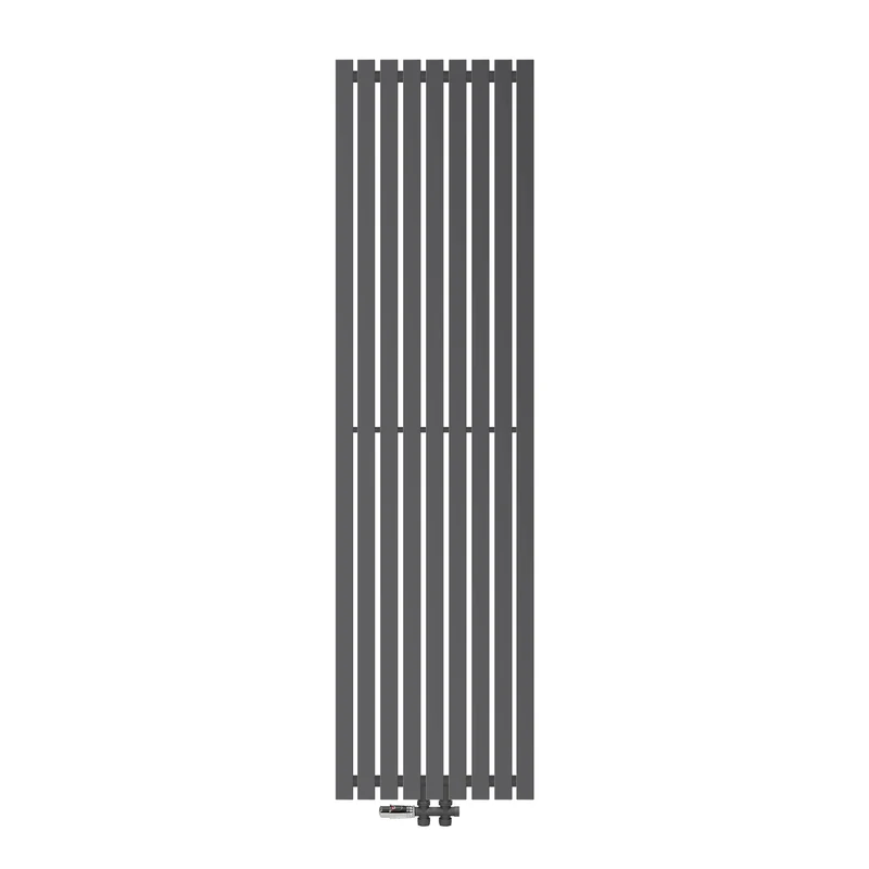 Badheizkörper Mittelanschluss 480x1800 mm Anthrazit mit Boden Anschlussgarnitur LuxeBath
