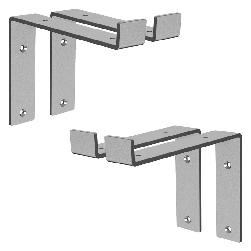 2er Set Wandkonsole Regalhalterung 2x 200 x 145 mm Grau aus Stahl ML-Design