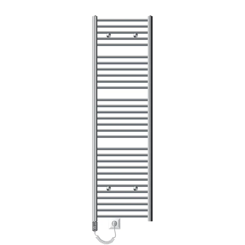 Elektrischer Badheizkörper mit Heizstab 1200W 500x1800 mm Chrome gerade Seitenanschluss & Thermostat Digitalanzeige LuxeBath