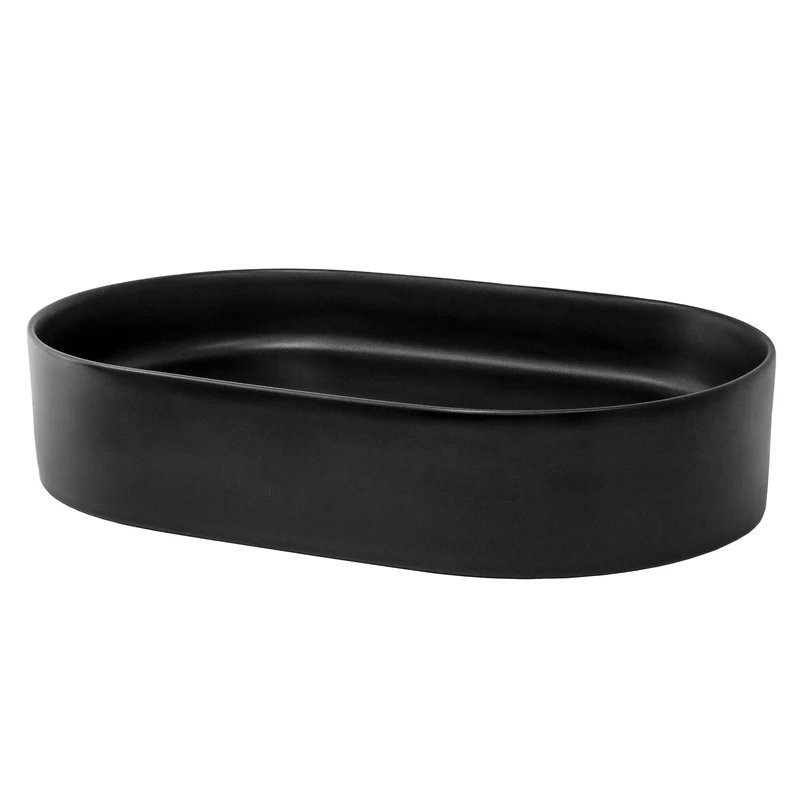 Waschbecken Oval ohne Überlauf 61x39,5x12,5 cm Schwarz aus Keramik ML-Design