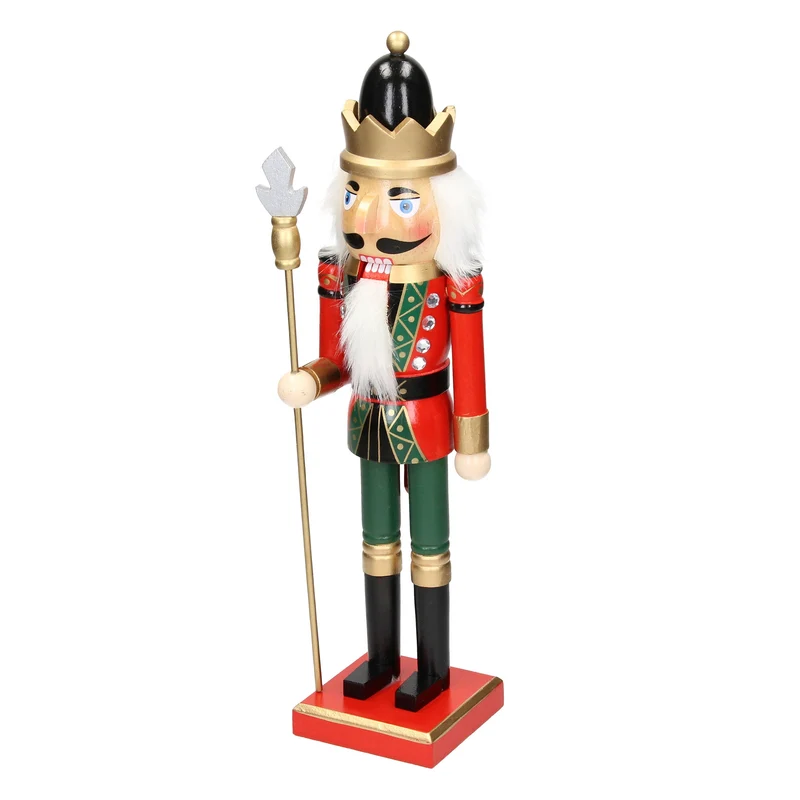 Nussknacker Figur mit schwarze Krone und Zepter 25 cm aus Holz