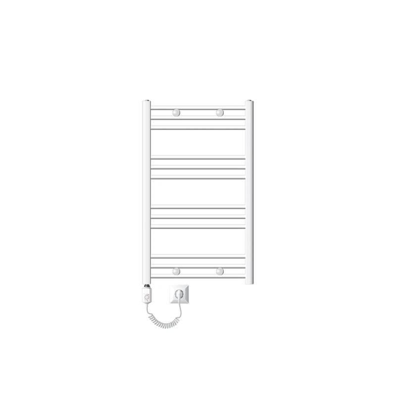 Elektrischer Badheizkörper mit Heizstab 300W 600x800 mm Weiß gebogen mit Seitenanschluss LuxeBath