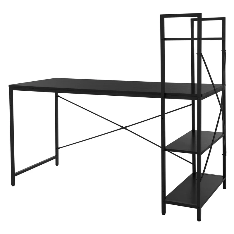 B-Ware Schreibtisch mit integriertem Regal 140x60x121,5 cm Schwarz ML-Design