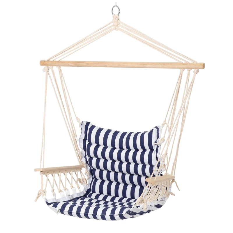 Hängesessel Blau/Weiß 45x100x43 cm aus Baumwolle/Hartholz belastbar bis 120 kg