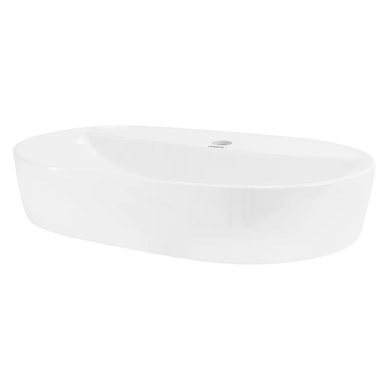 Waschbecken Oval ohne Überlauf 60x40x12 cm Weiß aus Keramik LuxeBath