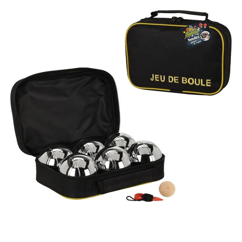 Boules Set 6-Teilig mit Holzkugel und Abstandsmesser inkl. Tragetasche