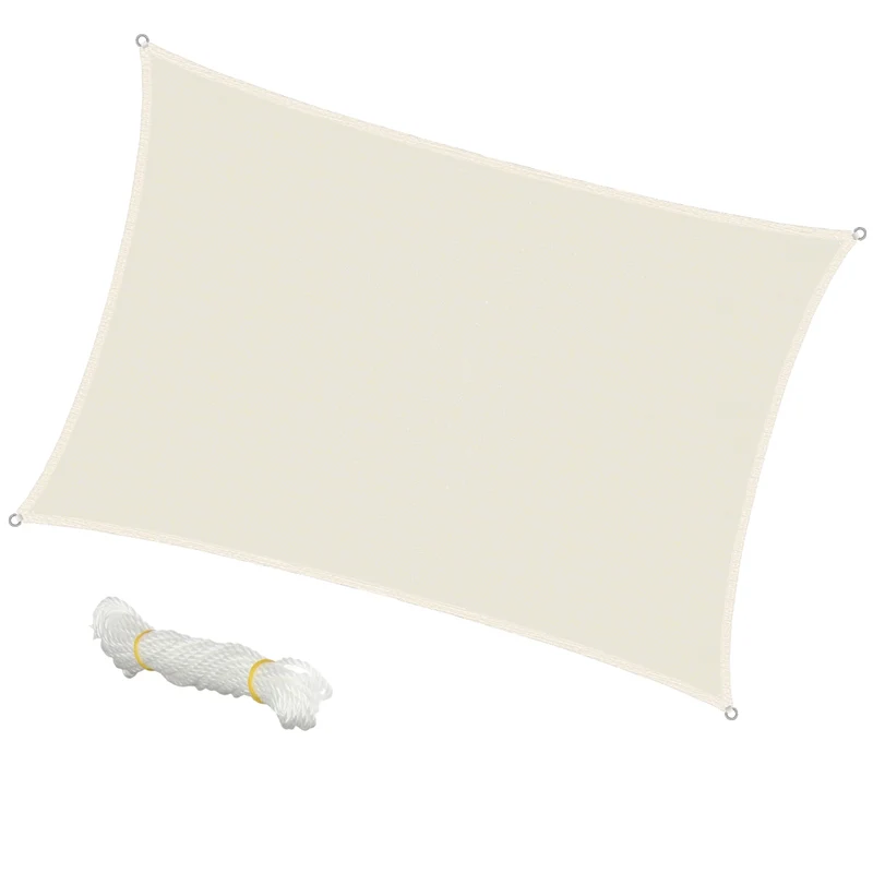 Sonnensegel rechteck 4x6 m Creme 100% HDPE mit UV Schutz inkl. Befestigungsseile
