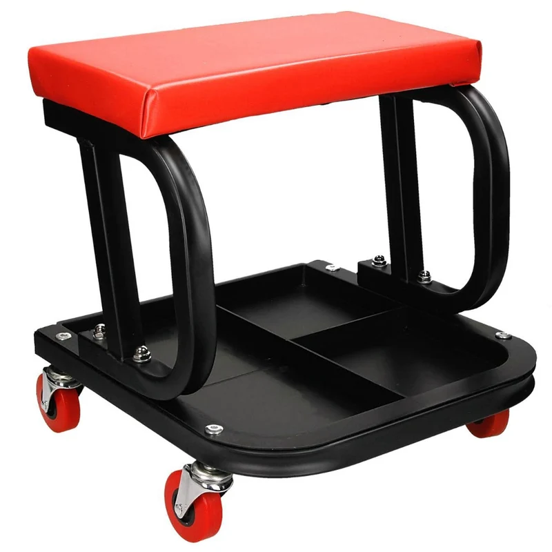 Werkstatthocker mit 4 Rollen und Sitzauflage max.150 kg aus Stahl