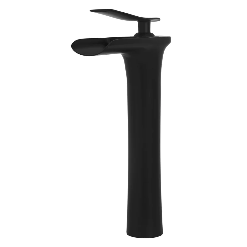 Waschtischarmatur Wasserfall Design 155x48x300 mm Schwarz matt aus Messing von LuxeBath