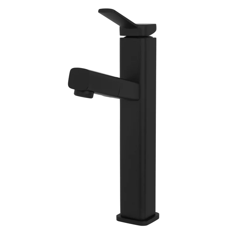 Waschtischarmatur fürs Badezimmer 160x50x300 mm Schwarz matt aus Messing inkl. herausziehbarer Brause von LuxeBath