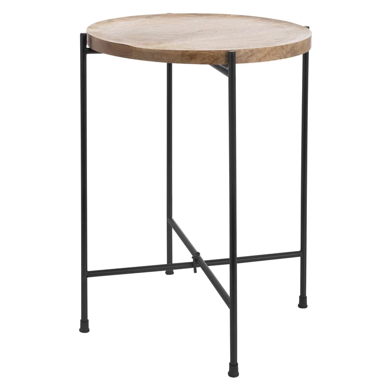 Beistelltisch Ø 33x46 cm Schwarz/Braun aus Metall und Holz