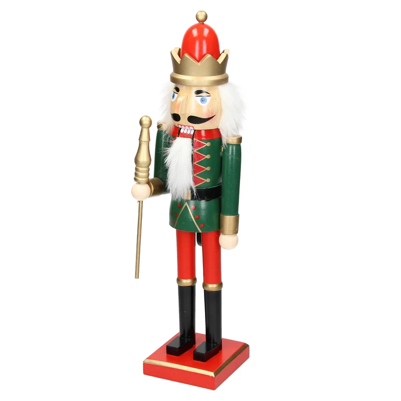 Nussknacker Soldat mit roter Krone und Zepter 38 cm aus Holz