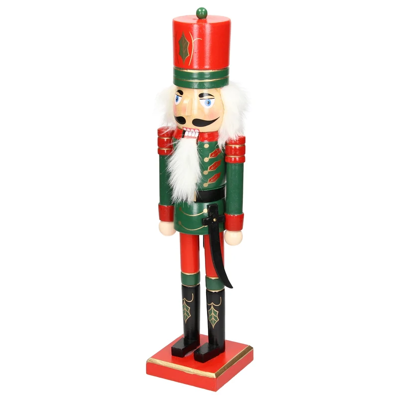 Nussknacker Soldat mit rotem Hut und Säbel 38 cm aus Holz