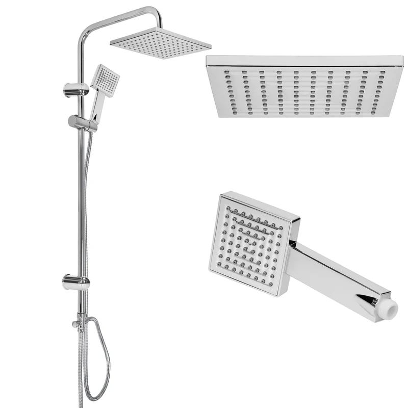 Duschsystem Silber aus Edelstahl eckig